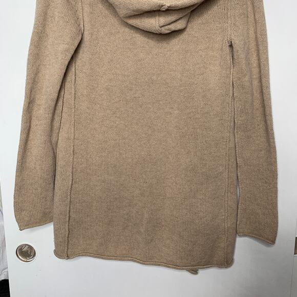 Vince women's tan yak wool blend open front hooded cardigan wrap sweater Medium - Picture 6 of 12